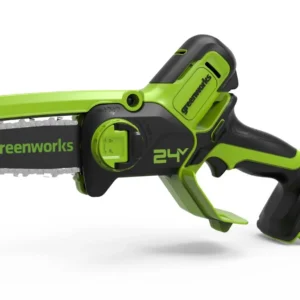 Motosierra Mini Greenworks 24V – Espada 4” | Batería y Cargador
